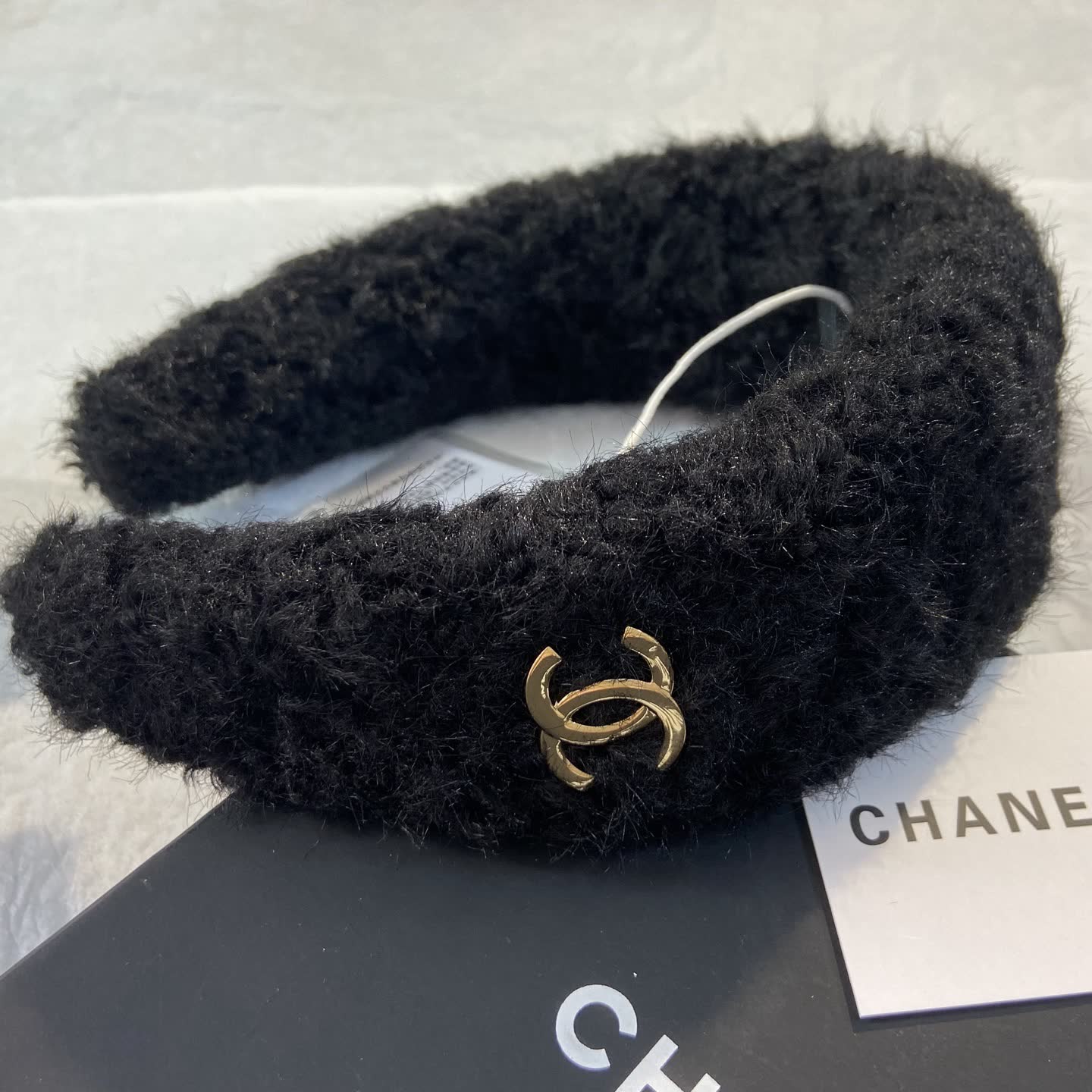 Chanel Fuzzy Headband with CC Logo